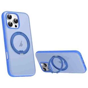 For iPhone 16 Pro Solid Color 360 Degree Rotating Holder MagSafe Magnetic Phone Case(Blue)