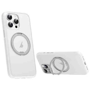 For iPhone 15 Pro Max Solid Color 360 Degree Rotating Holder MagSafe Magnetic Phone Case(White)