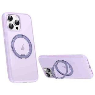For iPhone 15 Pro Max Solid Color 360 Degree Rotating Holder MagSafe Magnetic Phone Case(Purple)