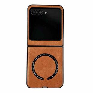 For Motorola Razr 50 / 60 Crazy Horse Texture Magnetic Magsafe PU Phone Case(Orange)