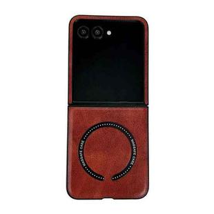 For Motorola Razr 50 Ultra Crazy Horse Texture Magnetic Magsafe PU Phone Case(Red)