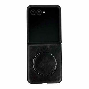 For Motorola Razr 50 Ultra Crazy Horse Texture Magnetic Magsafe PU Phone Case(Black)