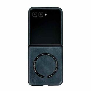 For Motorola Razr 50 Ultra Crazy Horse Texture Magnetic Magsafe PU Phone Case(Blue)