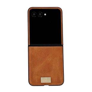 For Motorola Razr 50 Ultra Crazy Horse Texture PU Phone Case(Orange)