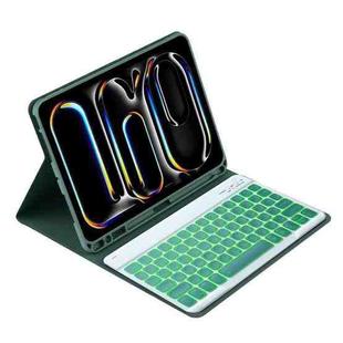 For iPad Air 11 2024 / Air 11 2025 Colorful Backlight Bluetooth Keyboard Leather Tablet Case(Dark Green)