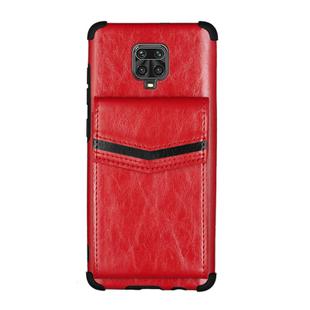 For Xiaomi Redmi Note 9 Pro Flip Card Bag Copper Buckle TPU + PU Leather Back Cover Shockproof Case with Card Slots & Photo Frame(Red)
