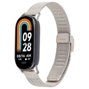 For Xiaomi Smart Band 9 / 8 Integrated Buckle Embossed Milanese Metal Watch Band(Starlight)