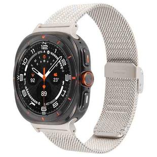 For Samsung Galaxy Watch Ultra 47mm Integrated Buckle Embossed Milanese Metal Watch Band(Starlight)