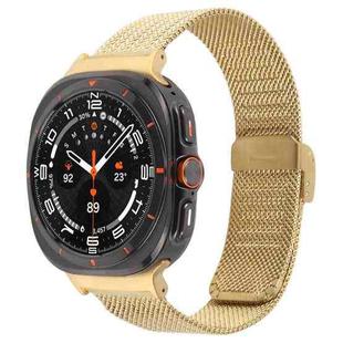 For Samsung Galaxy Watch Ultra 47mm Integrated Buckle Embossed Milanese Metal Watch Band(Gold)