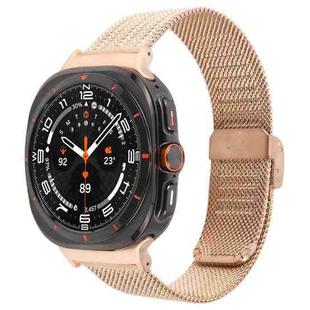 For Samsung Galaxy Watch Ultra 47mm Integrated Buckle Embossed Milanese Metal Watch Band(Rose Gold)
