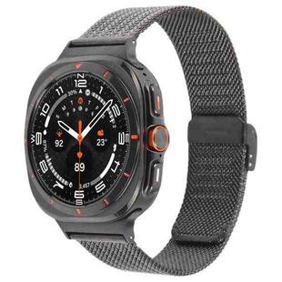 For Samsung Galaxy Watch Ultra 47mm Integrated Buckle Embossed Milanese Metal Watch Band(Black)