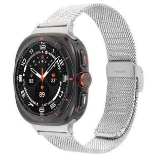 For Samsung Galaxy Watch Ultra 47mm Integrated Buckle Embossed Milanese Metal Watch Band(Silver)
