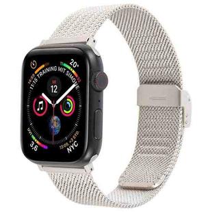 For Apple Watch 46mm / 49mm / 45mm / 44mm Integrated Buckle Embossed Thick Milanese Metal Watch Band(Starlight)