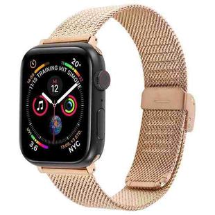 For Apple Watch 42mm / 41mm / 40mm / 38mm Integrated Buckle Embossed Thick Milanese Metal Watch Band(Rose Gold)
