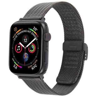 For Apple Watch 42mm / 41mm / 40mm / 38mm Integrated Buckle Embossed Thick Milanese Metal Watch Band(Black)