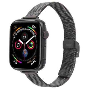 For Apple Watch 42mm / 41mm / 40mm / 38mm Integrated Buckle Embossed Slim Milanese Metal Watch Band(Black)