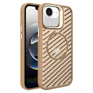 For iPhone 16e O-Shape Hollow Cooling Lens Holder MagSafe Phone Case(Gold)