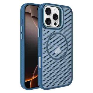 For iPhone 16 Pro Max O-Shape Hollow Cooling Lens Holder MagSafe Phone Case(Blue)
