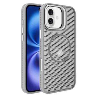 For iPhone 16 Plus O-Shape Hollow Cooling Lens Holder MagSafe Phone Case(Grey)