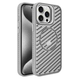 For iPhone 15 Pro O-Shape Hollow Cooling Lens Holder MagSafe Phone Case(Grey)