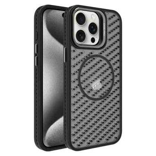For iPhone 15 Pro O-Shape Hollow Cooling Lens Holder MagSafe Phone Case(Black)