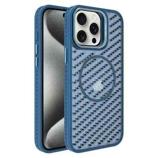 For iPhone 15 Pro O-Shape Hollow Cooling Lens Holder MagSafe Phone Case(Blue)
