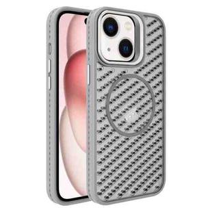 For iPhone 15 Plus O-Shape Hollow Cooling Lens Holder MagSafe Phone Case(Grey)