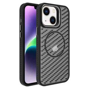 For iPhone 14 Plus O-Shape Hollow Cooling Lens Holder MagSafe Phone Case(Black)