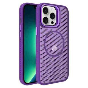 For iPhone 13 Pro Max O-Shape Hollow Cooling Lens Holder MagSafe Phone Case(Deep Purple)