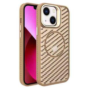 For iPhone 13 O-Shape Hollow Cooling Lens Holder MagSafe Phone Case(Gold)