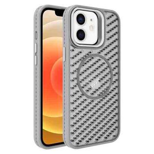 For iPhone 12 O-Shape Hollow Cooling Lens Holder MagSafe Phone Case(Grey)