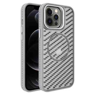 For iPhone 12 Pro O-Shape Hollow Cooling Lens Holder MagSafe Phone Case(Grey)