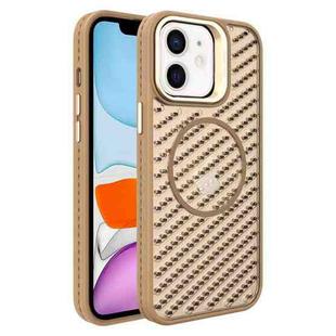 For iPhone 11 O-Shape Hollow Cooling Lens Holder MagSafe Phone Case(Gold)