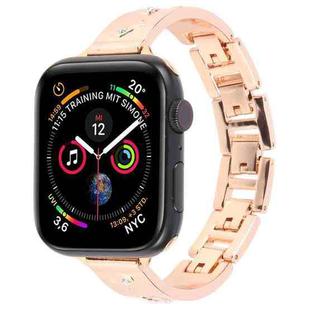For Apple Watch 46mm / 49mm / 45mm / 44mm Diamond Quick Release Chain Bracelet Metal Watch Band(Rose Gold)