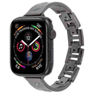 For Apple Watch 42mm / 41mm / 40mm / 38mm Diamond Quick Release Chain Bracelet Metal Watch Band(Black)