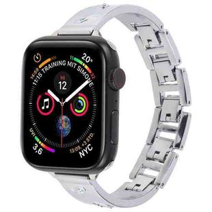 For Apple Watch 42mm / 41mm / 40mm / 38mm Diamond Quick Release Chain Bracelet Metal Watch Band(Silver)