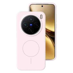 For vivo X200 Liquid Silicone Thin Circle MagSafe Phone Case(Grey Pink)
