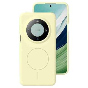 For Huawei Mate 60 Liquid Silicone Thin Circle MagSafe Phone Case(Cream Yellow)