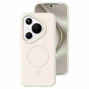 For Huawei Pura 70 Liquid Silicone Thin Circle MagSafe Phone Case(Antique White)