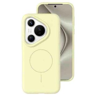 For Huawei Pura 70 Liquid Silicone Thin Circle MagSafe Phone Case(Cream Yellow)