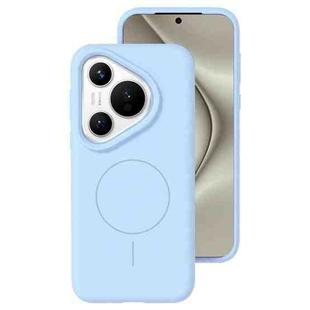 For Huawei Pura 70 Liquid Silicone Thin Circle MagSafe Phone Case(Sky Blue)