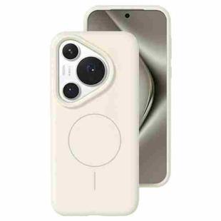 For Huawei Pura 70 Pro Liquid Silicone Thin Circle MagSafe Phone Case(Antique White)