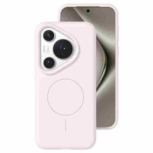 For Huawei Pura 70 Pro Liquid Silicone Thin Circle MagSafe Phone Case(Grey Pink)