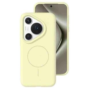 For Huawei Pura 70 Pro Liquid Silicone Thin Circle MagSafe Phone Case(Cream Yellow)