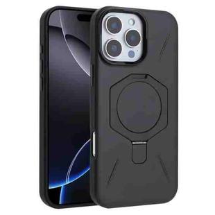 For iPhone 16 Pro Max Four-Corner Shockproof MagSafe Holder TPU Hybrid PC Phone Case(Black)