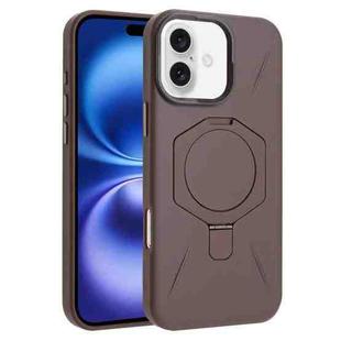 For iPhone 16 Plus Four-Corner Shockproof MagSafe Holder TPU Hybrid PC Phone Case(Desert Gold)