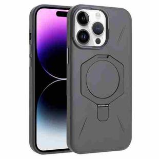 For iPhone 14 Pro Max Four-Corner Shockproof MagSafe Holder TPU Hybrid PC Phone Case(Titanium Gray)
