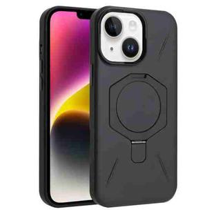 For iPhone 14 / 13 Four-Corner Shockproof MagSafe Holder TPU Hybrid PC Phone Case(Black)