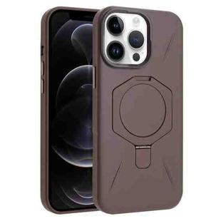 For iPhone 12 Pro Max Four-Corner Shockproof MagSafe Holder TPU Hybrid PC Phone Case(Desert Gold)