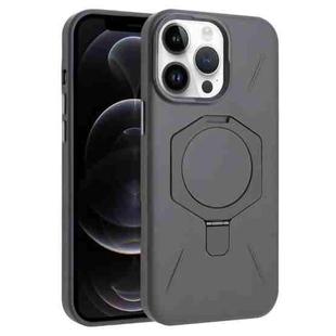 For iPhone 12 Pro Max Four-Corner Shockproof MagSafe Holder TPU Hybrid PC Phone Case(Titanium Gray)